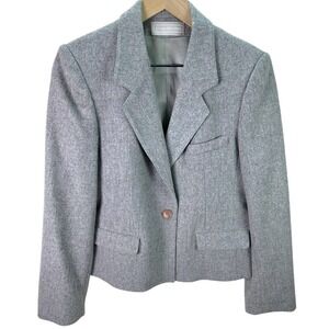Evan-Picone 100% Wool Blazer Gray Jacket Women's Sz 10 ILGWU Union Made Vintage